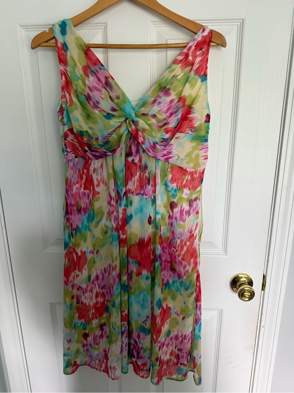dressbarn Cream Multicolor Watercolor Sundress